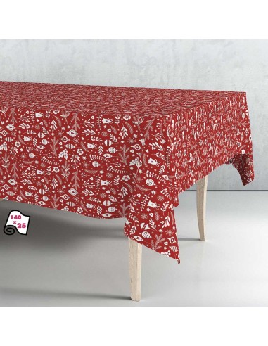 Rolo de toalha de mesa vermelha nórdica de Natal 140cm x 25m Exma