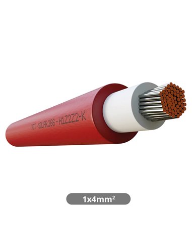 Rollo 100M Cable solar (1x4mm) Rojo