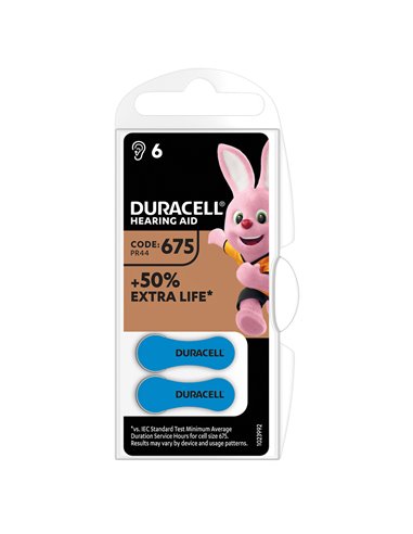 Pila para audífono Duracell DA 675 Blister 6 unidades