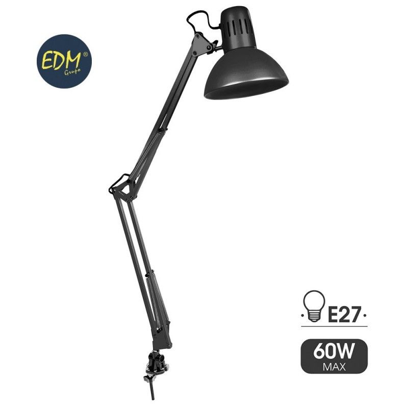 Luminária arquitetônica modelo Melbourne com braçadeira de fixação Cor Preto e27 60w EDM