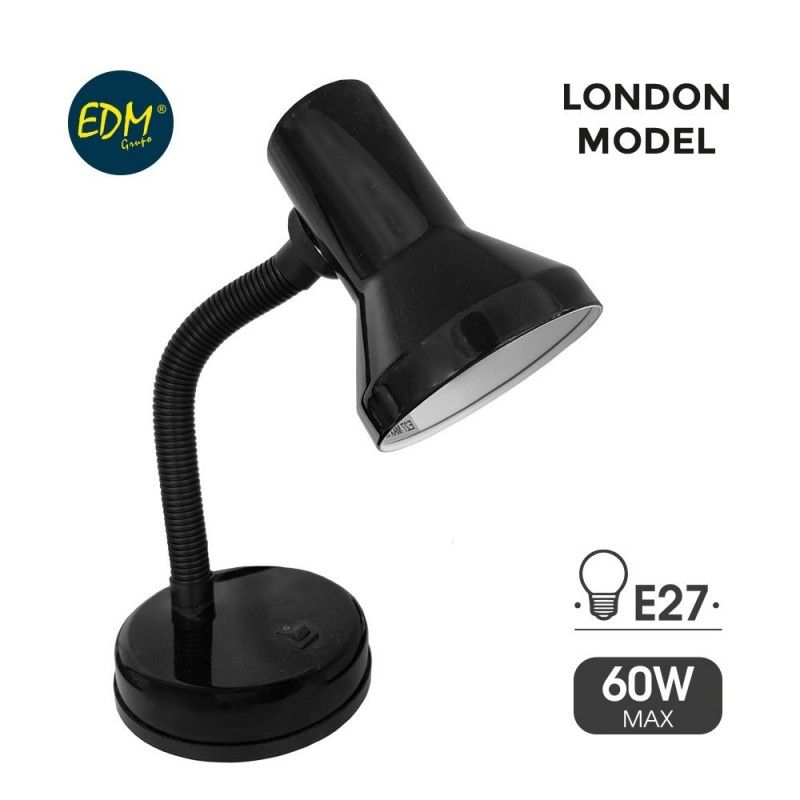 Candeeiro de mesa modelo London e27 60w Cor Preto EDM