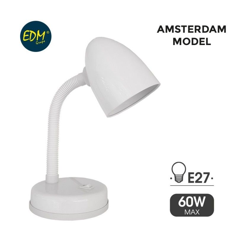 Candeeiro de mesa Amsterdam modelo e27 60w Cor branca EDM