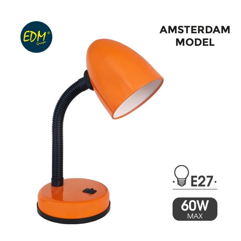 Candeeiro de mesa Amsterdam modelo e27 60w Cor Laranja EDM