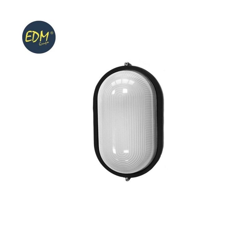 Aplique aluminio ip54 oval negro E27 100w  mod. cambrils