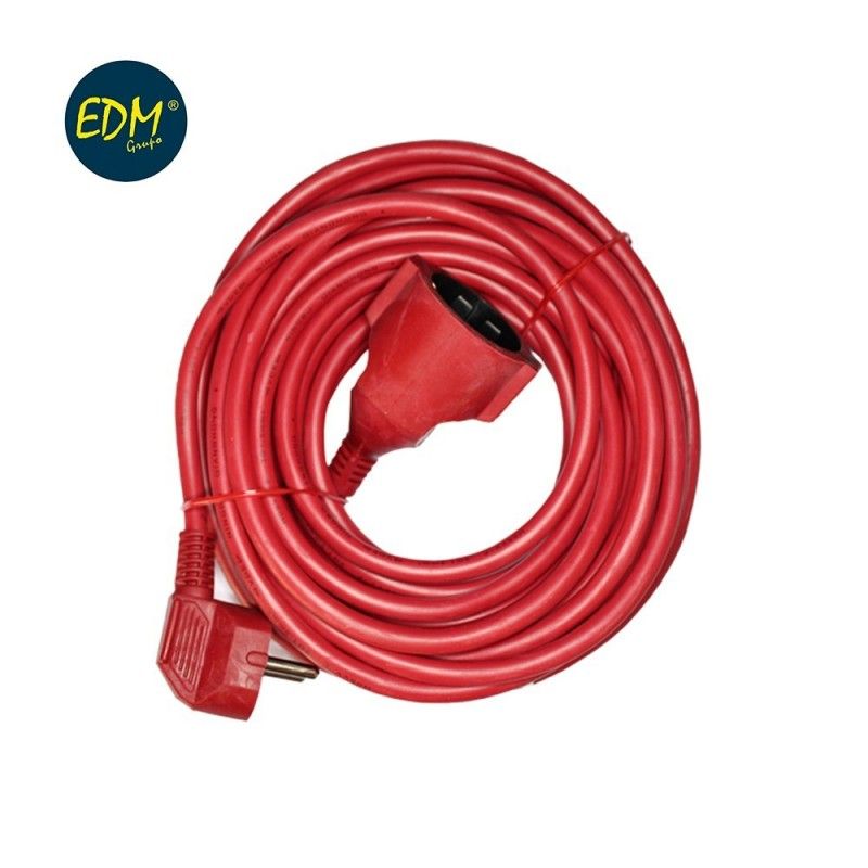 Prolongacion manguera t/tl 10m 3 x 1,5  flexible roja EDM