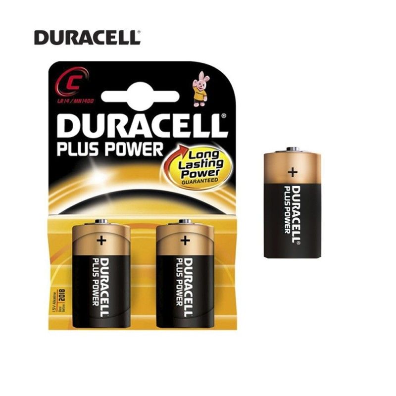 Bateria alcalina Duracell plus power c - lr14 1,5v blister 2 unidades ø26,2x50mm