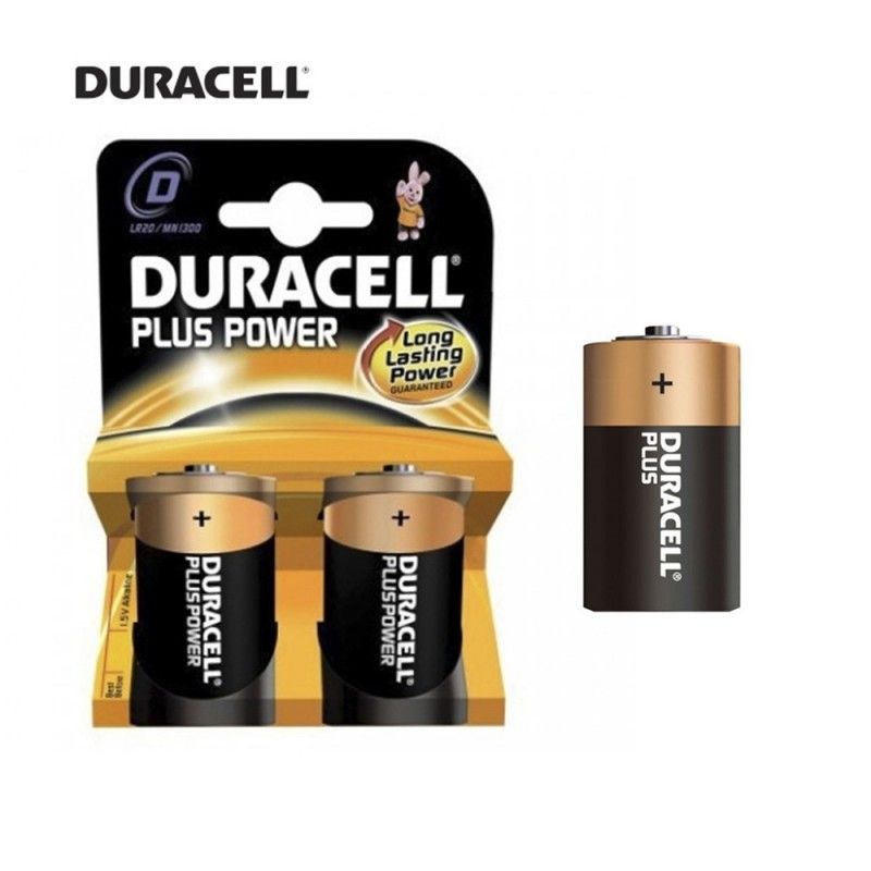 Bateria alcalina Duracell plus power d - lr20 1,5v blister 2 unidades ø34,2x61,5mm