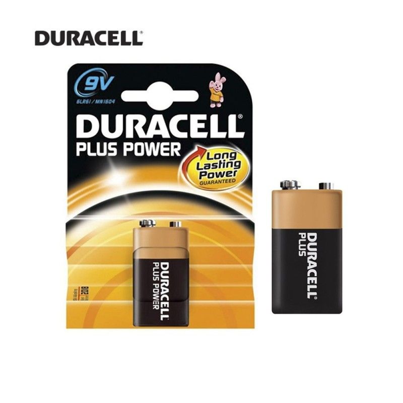 Bateria alcalina Duracell plus power 6lr61 9v blister 1 unidade 26,5x17,5x48,5mm