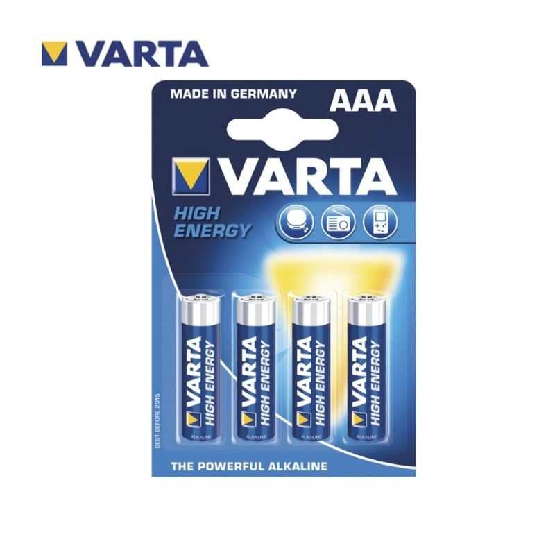 Bateria alcalina varta longlife power aaa - blister lr03 4 unidades ø10,5x44,5mm