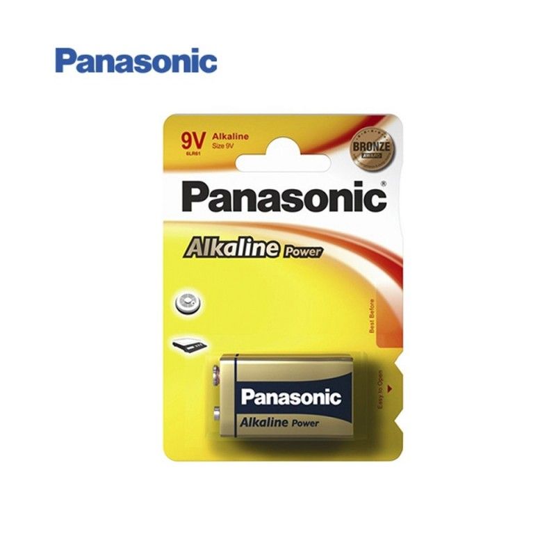 Bateria alcalina Panasonic bronze 6lr61 9v blister 1 unidade 26,5x17,5x48,5mm