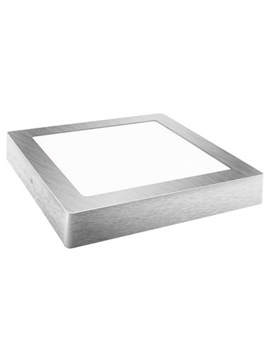 Downlight led superficie cuadrado plata matel 18w fría