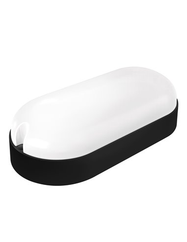 Aplique LED oval IP65 matel 9W preto 6400K