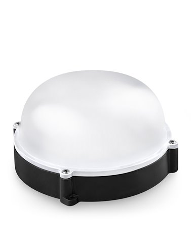 Aplique led redondo matel exterior ip65 negro 12w fría