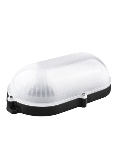 Aplique LED oval IP65 matel 9W preto 4200K