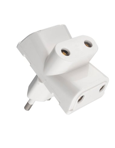 Adaptador 3 tomas onlex 10a blanco 4,0mm desmontable blíster