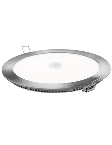 Downlight led redondo sensor matel plata 18w fría