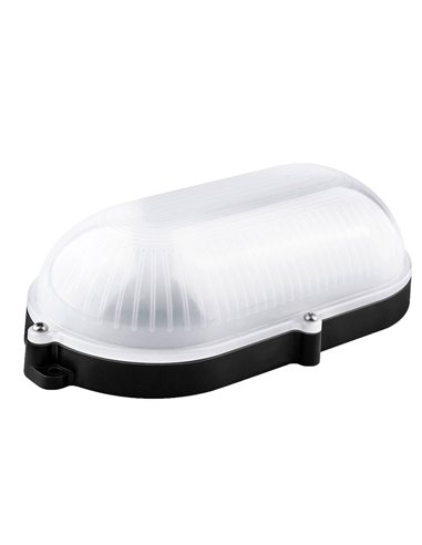 Aplique LED oval IP65 matel 9W preto 2700K