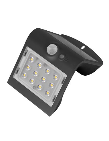 Aplique Led Solar Negro Con Sensor 2 W