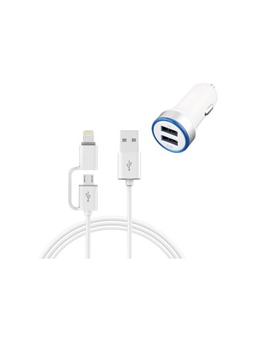 Adaptador Coche 2usb + Cable Iphone/Andr