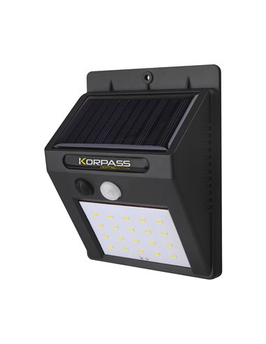 Aplique solar led korpass con sensor 3w luz fría