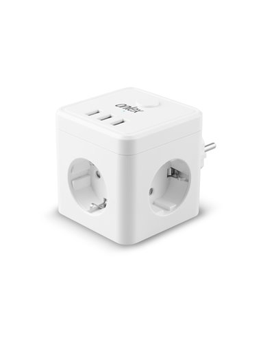 Powercube 10a 3tomas+3usb's Blanco