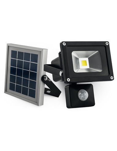 Proyector led matel sensor solar negro 10w fría