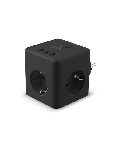 Powercube 10a 3tomas+3usb's Negro