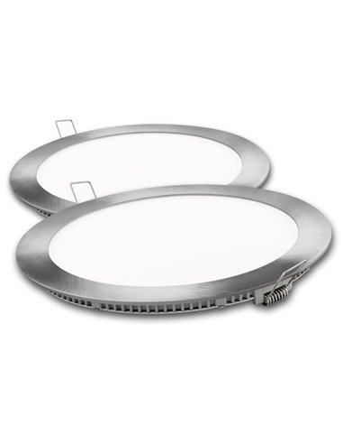 Downlight led matel redondo plata 18w luz fría (2 unidades)