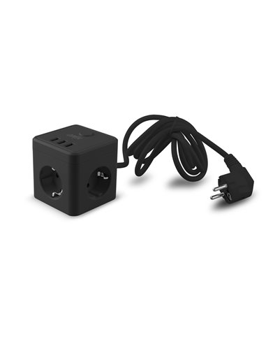 Powercube 10a 3tomas+3usb's 1,5mt Negro