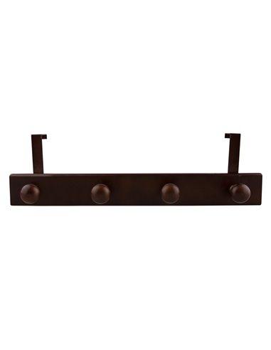 Percha madera hanstik puerta 4 pomos oscura