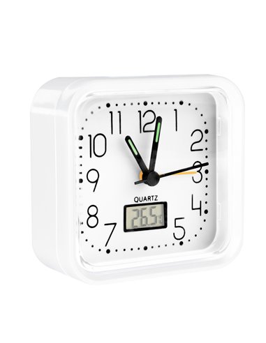 Reloj Analogico Alarma 82x82x38 Blanco