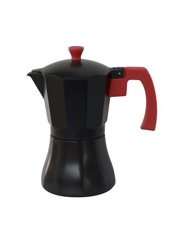 Cafetera Induccion Aluminio Negra 6taza