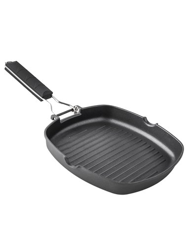 Grill aluminio fundido xylán rayado mango abatible 24cm