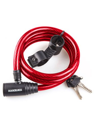 Candado bicicleta handlock espiral con llave 1,2x150 cm rojo