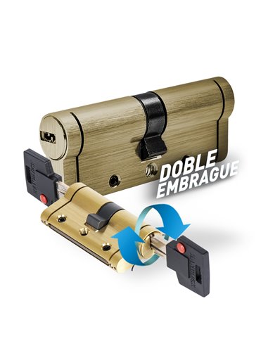 Cilindro seguridad latón handlock doble embrague r13,5 35x35