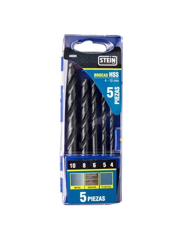 Juego brocas hss stein 4 a 10 mm din 338 5 piezas