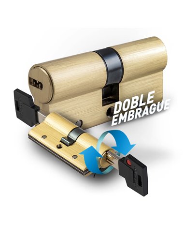 Cilindro seguridad latón handlock doble embrague r13,5 30x50