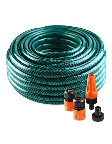 Kit manguera jardín poliéster eco akhuo 5/8" 10m