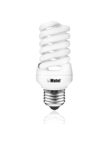 Bombilla bajo consumo matel espiral micro e27 9w fría