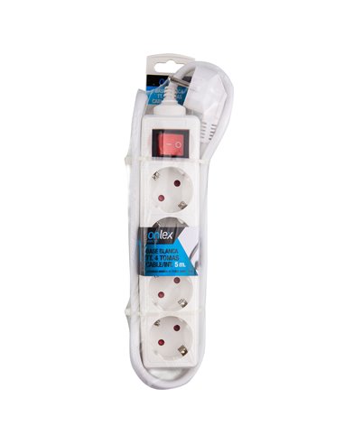 Base Onlex Blanca 4tomas Cable/Int 5mt