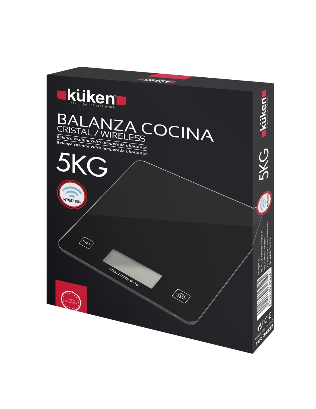 Bilancia da cucina elettronica in vetro Bluetooth 5kg küken