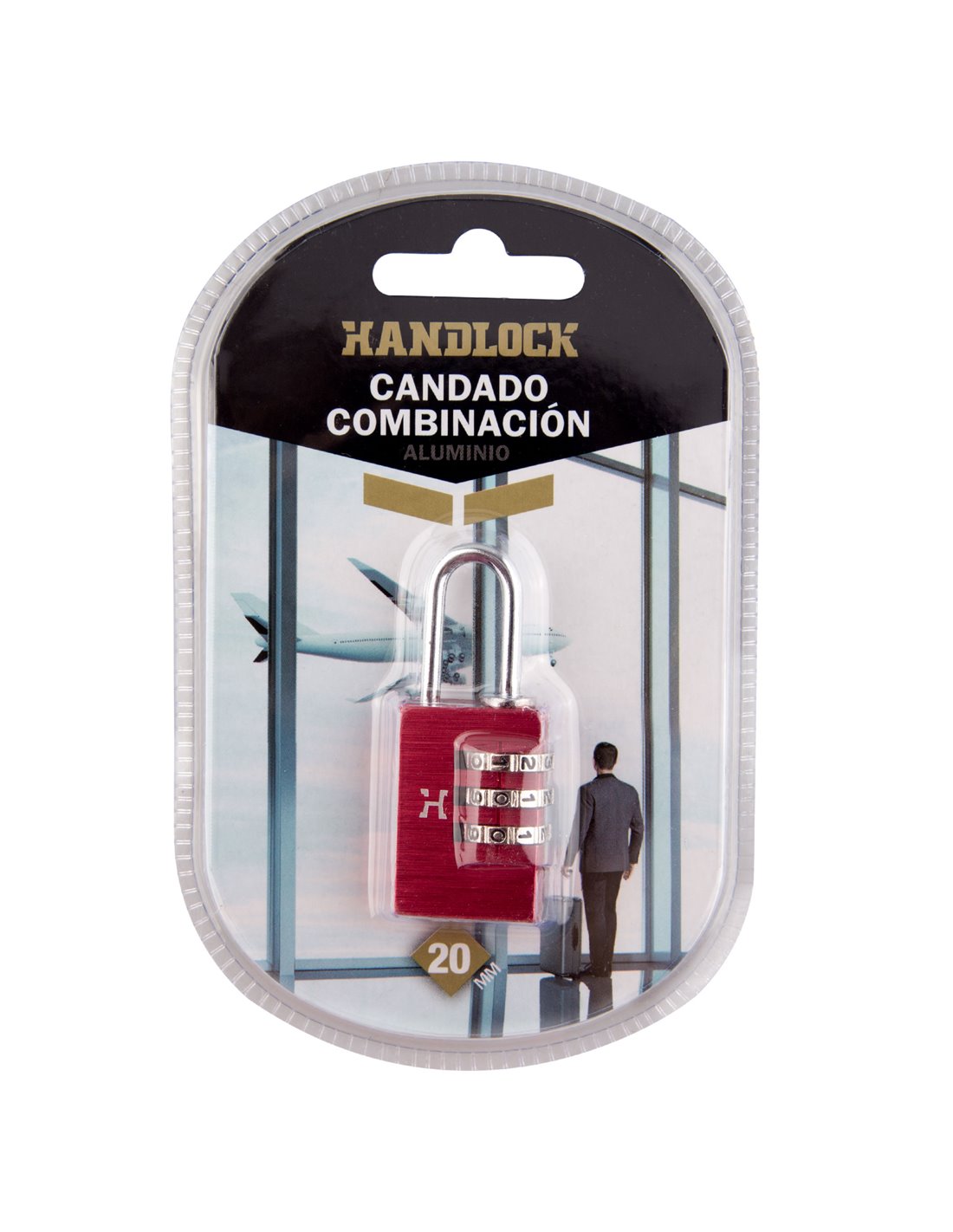 Candado combinación handlock 3 números 30mm azul