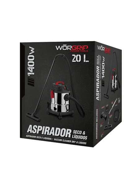 Aspirador Seco-Liquido Worgrip 1400w 20l