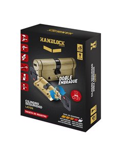 Cilindro seguridad latón handlock doble embrague r13,5 30x30