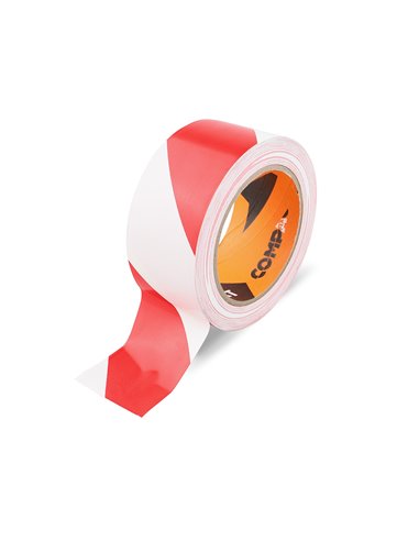 Compact adhesive signaling tape 33m x 50mm white/red