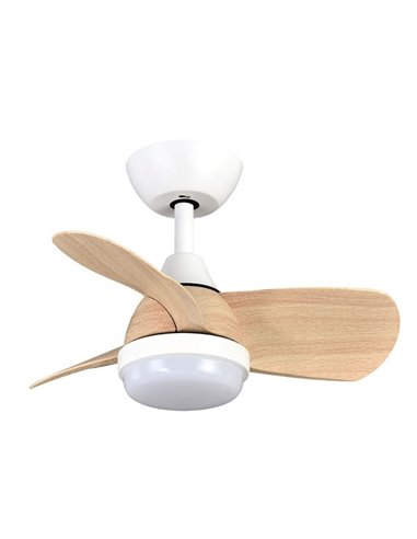 Dc Fan 24w Pirdo White/beech 3 Blades 60d 2400lm 6 Speeds 3000-4500-6000k with Remote, Memory And Timer