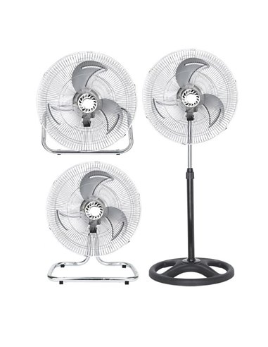 Ventilador 3 En 1 Recio Negro 50 D 3 Vel. 70w  3 Aspas Aluminio En Plata Oscilante