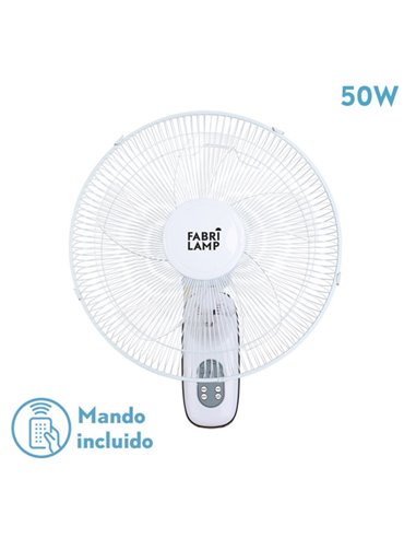 Ventilador de Parede Cuta Branco 50W com Controle Remoto 5 Lâminas