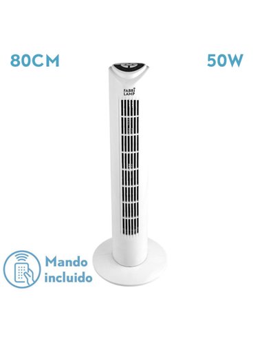 Ventilador De Torre Tuka Blanco 3 Vel 50w C/remoto  Oscilante Temporizador  80x25x25 Cm