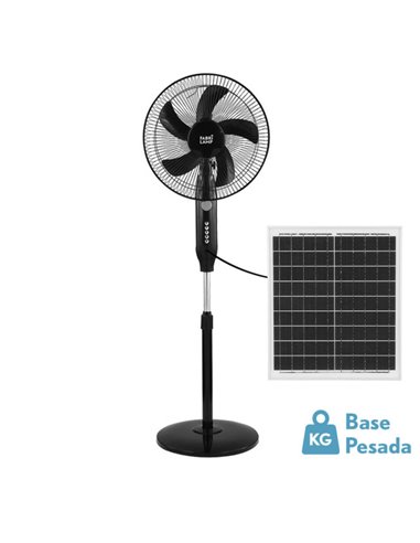 Ventilador de Pie Solar Boreal Negro 30W con Puerto USB